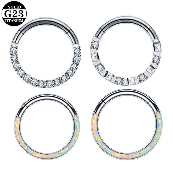 CZ opal titanium closure ring