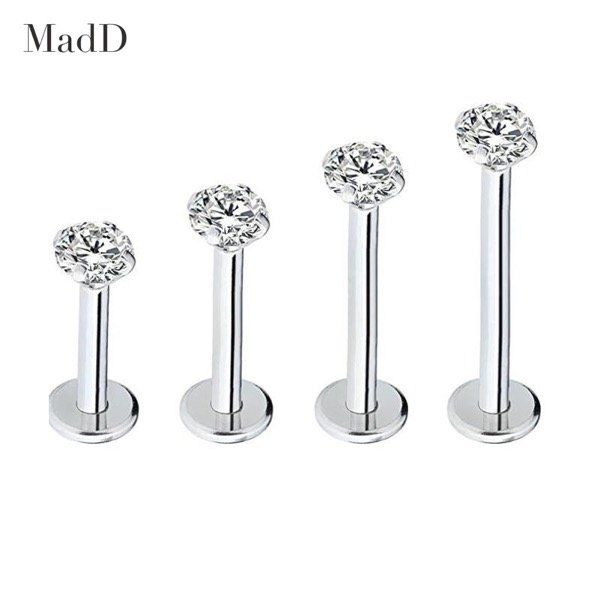 four-prong cz flat back labret