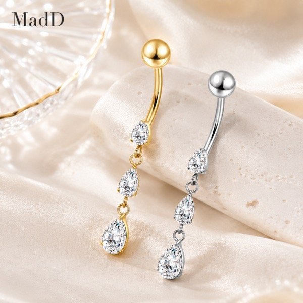 Pear CZ belly ring