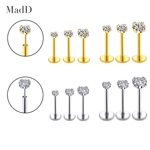 push-fit cz flat back stud