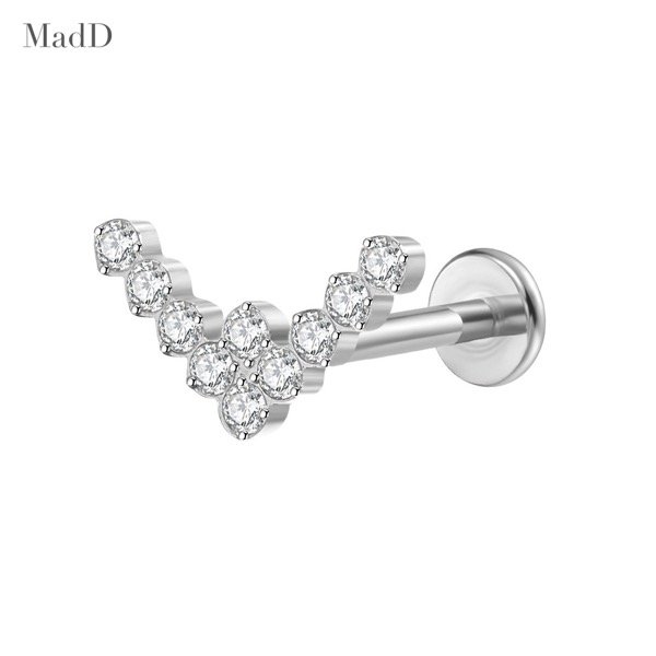 Style 02 zircon internally threaded ear stud