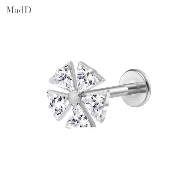 style 09 zircon internally threaded ear stud