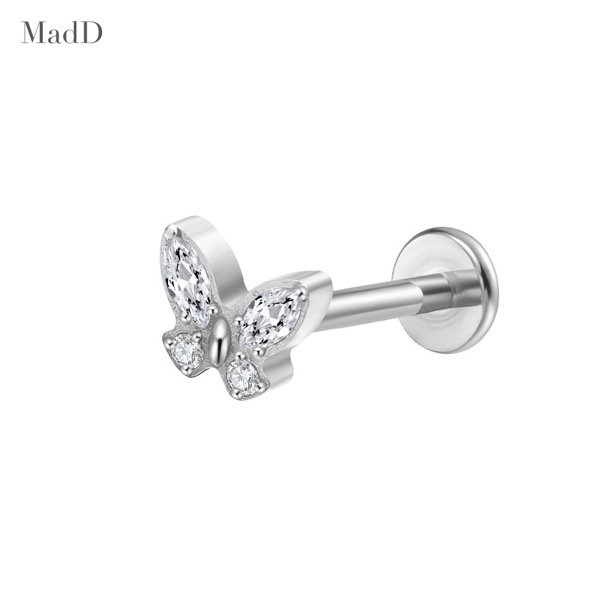 style 10 zircon internally threaded ear stud