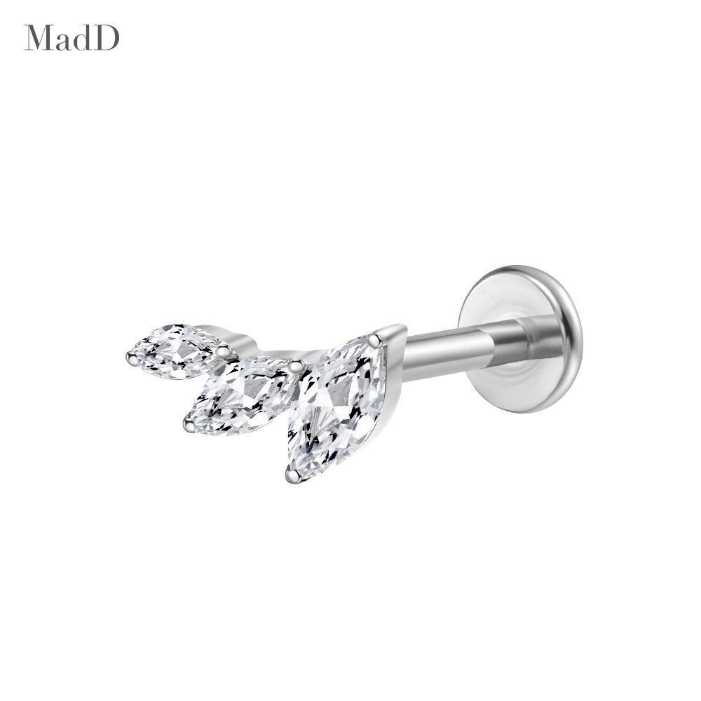 Style 11 zircon internally threaded ear stud