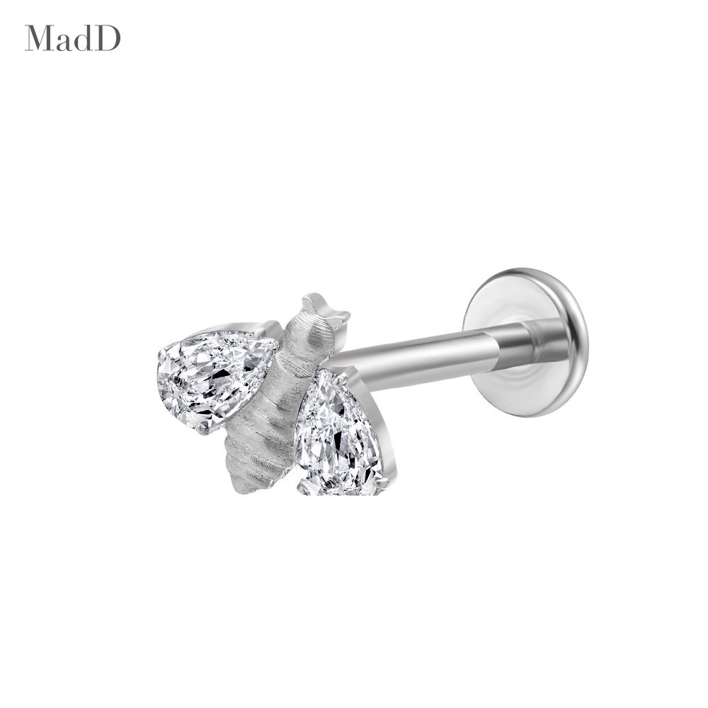Style 12 zircon internally threaded ear stud
