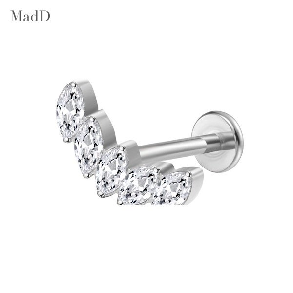 style 13 zircon internally threaded ear stud
