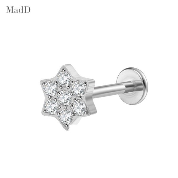 style 14 zircon internally threaded ear stud
