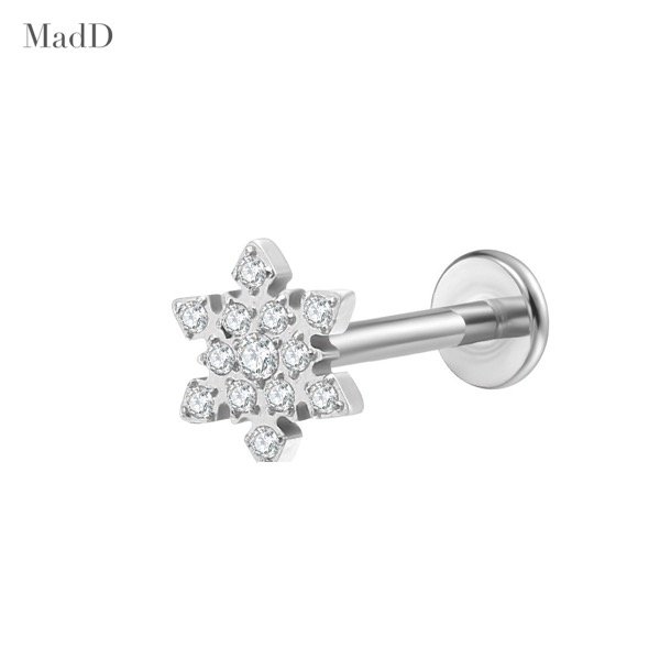 style 16 zircon internally threaded ear stud