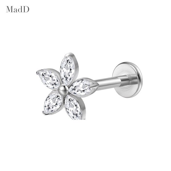 style 17 zircon internally threaded ear stud