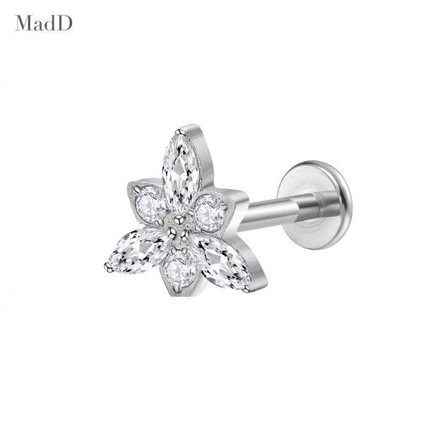 style 18 zircon internally threaded ear stud