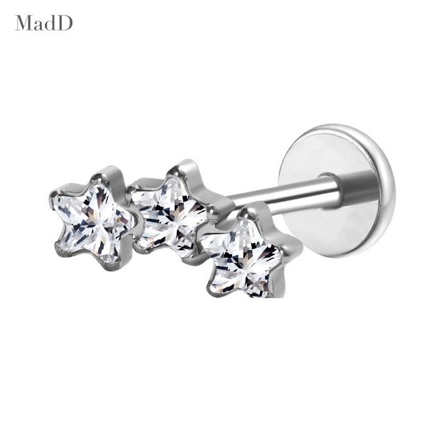 style 19 zircon internally threaded ear stud
