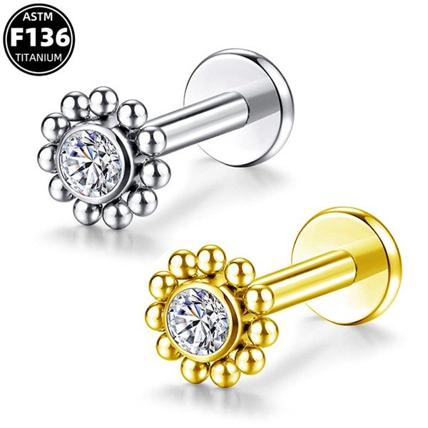 titanium cz cluster internally threaded labret